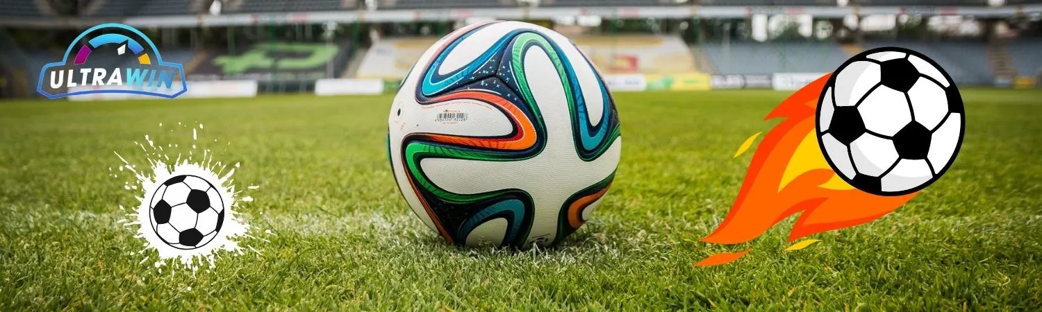 Soccer ball on grassy field with blazing ball effect symbolizing football betting on UltraWin