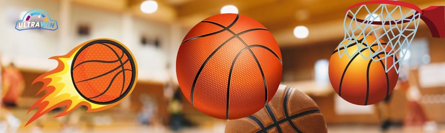 Basketball going through hoop with multiple balls around representing basketball action on UltraWin