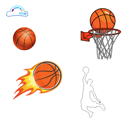 Basketball player dunking with scattered balls representing basketball betting on UltraWin